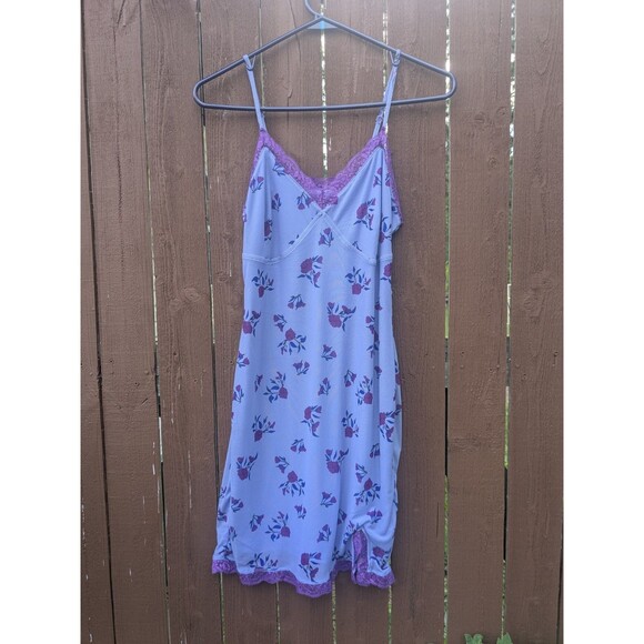Y2K style Periwinkle Sleeveless Lace Mesh Bodycon Slip Dress Juniors Med Friends - Picture 1 of 8